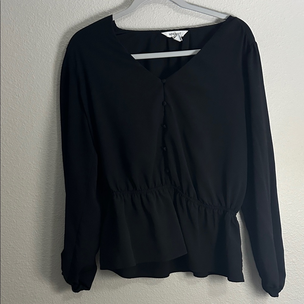 Nine West Black V-Neck Blouse